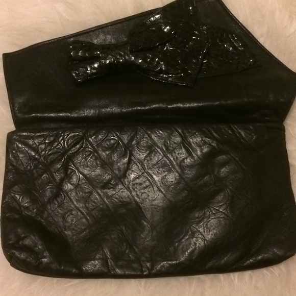 Black leather clutch bag Studio 26 by Martha NY - Picture 8 of 9